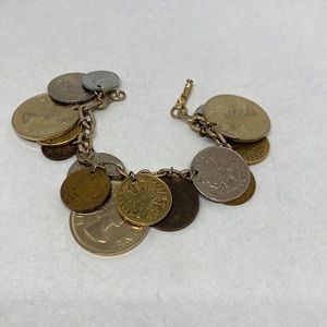 Beautiful vintage Coro coin charm bracelet